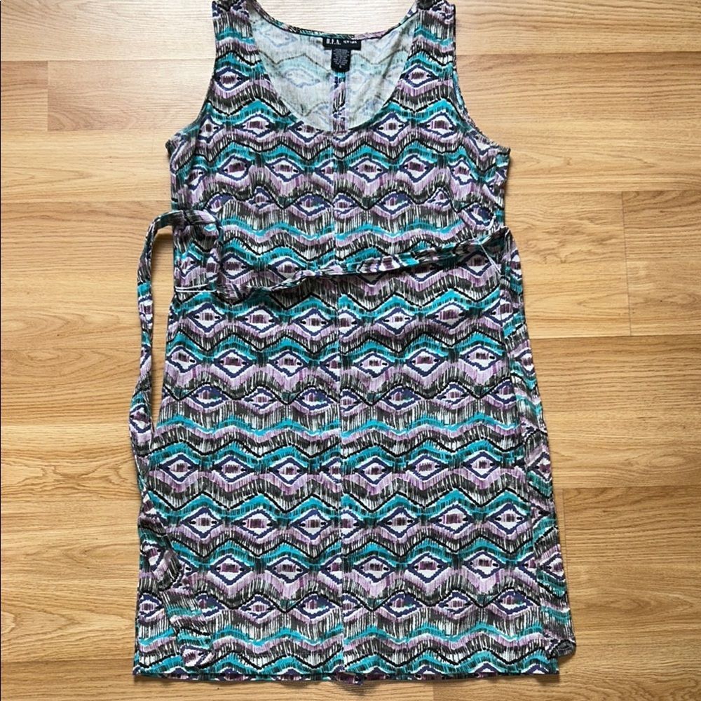 DFA Sleeveless Colorful Geometric Patterned Linen Dress Size Small